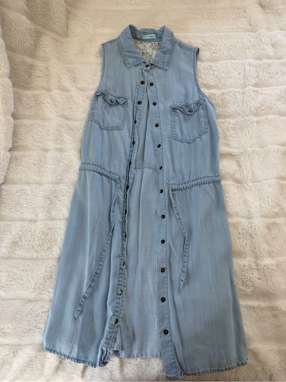 Maurices Light Blue Sleeveless Button-Front Midi Dress